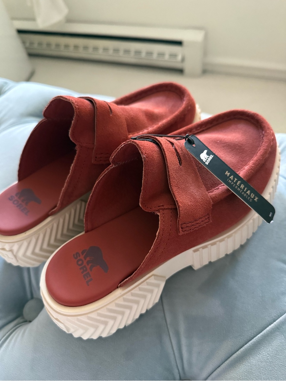 Sorel Rust Red Suede Slip-On Loafers - Picture 3 of 5